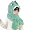 Wide Brim Hats Bucket Doit Cartoon Dinosaur Children Winter Beanies Set Kids Child Knitted Fur Hat Scarf Onepiece Boys Girls Earflap Caps 231218