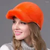 Bérets Peau Entière Chapeau De Paille Orange Baseball Femme Protection Oreille Hiver