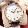 Nieuwe Calatrava Rose Gouden Kast 5227 5227R-001 A2813 Automatisch Herenhorloge Datum Witte Wijzerplaat Bruine Lederen Band Heren Horloges Hallo Wat320U