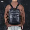 School Bags Leather Double Shoulder Baotou Layer Cowhide Backpack Men's Business Computer Bag Leisure All-Match Travel Schoolbag 231219