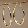 Stud Shiny Gold Color Earrings for Women Fashion Smooth Hoop Earrings Wedding Engagement Jewelry Gift 231219