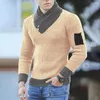 Maglioni da uomo Casual uomo sciarpa lavorata a maglia maglione a collo alto stile per uomo slim fit tinta unita caldo abbigliamento pullover in cotone vintage