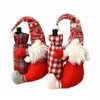 Decorazioni natalizie Copribottiglie di vino Simpatico gnomo svedese titolari di copertine per sacchetti regalo decorazione della tavola Xmas277G