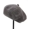 Berets Knitting Hats Women Fashion Winter Knitted Thickened Keep Warm Cap Solid Color Casual Loose Elastic Large Size French Ladies Hat