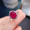 Bague rubis élégante pour mariage, 8mm x 10mm, 3ct, bague de fiançailles en rubis naturel chauffé, argent 925 avec 3 couches plaquées or