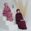 Ethnische Kleidung Eid Ramadan Muslimische Kinder Mädchen Hijab Kleid Mit Kapuze Khimar Rock Abaya Gebetskleidungsstück Islamische Volle Abdeckung Burka Niqab 2PCS