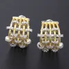 2023 Bijoux Tendance Plaqué Or 18 Carats Boucles D'oreilles En Zircone Cubique En Gros Mode Italie Corde 925 Argent Diamant Boucle D'oreille Cuff Stud