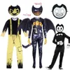 Crianças trajes de halloween anime bendy as máquinas de tinta cosplay meninos meninas bodysuit asa dos desenhos animados disfraces carnaval festa roupas g02693