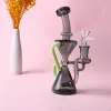 8 pouces klein bong narguilé unique nouveau recycleur de verre rose dab rig mignon tuyau d'eau en verre accessoires pour fumer LL