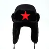 Trapper Hats Voron Men Pentagram Lei Feng Winter Hat Outdoor Ear Faps Bomber Cap Proof Trapper Russian Hat 231218