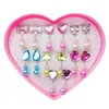 7 Pairs Earrings Girls Faux Pearl Ear Clip Non Piercing Princess Jewelry Dangle Storage Box240z