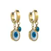 New Arrival Gold Plated Stainless Steel Heart Turkish Blue Drop Evil Eye Earrings for Women