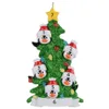 Famiglia di pinguini in resina di 3 4 5 6 7 Ornamenti natalizi personalizzati con albero verde come decorazioni per la casa per le vacanze Forniture artigianali in miniatura287K