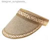 Viseras Natural Str visera para el sol mujeres sombrero vacío moda raya ocio playa montar sombrero para el sol señoras novedad de verano Sun VisorL231219