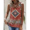 Women's Tanks Western Ethnic Style 3D Print Tank Tops Women Y2k Streetwear Oversized V-neck Vest Off Shoulder Sleeveless Woman Girls