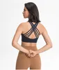 Lu sutiã de yoga feminino, amigável à pele, tops da moda, sexy, alça cruzada, roupa íntima feminina, colete de fitness com copos removíveis