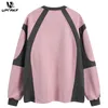 Heren hoodies UPRAKF streetwear hoodie patchwork grafische trui retro suède tops roze lange mouw harajuku hoge kwaliteit en dames