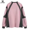 Sudaderas con capucha para hombre UPRAKF Streetwear Sudadera con capucha Patchwork Gráfico Jersey Retro Gamuza Tops Rosa Manga larga Harajuku de alta calidad y para mujer