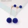 Dangle Chandelier New Blue Color Dangle Earring for Women Round Metal Flower Leaf Crystal Gem Star Brincos Sweet Wedding Party Jewelry Xmas GiftL231219