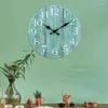 Horloges murales Horloge - Vert sarcelle Fonctionnant à piles Silencieux Non-tic-tac Turquoise Décoratif pour Bureau de Patio Durable