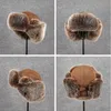 Czapki traperów zimowy bombowiec dla kobiet imitacja Faux Fur Rosyjska czapka Ushanka Northeast unisex ciepły śnieżny maska ​​na earflap 231219