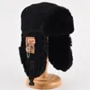 Chapeaux de trappeur HT4108 Bomber chapeau hommes femmes épais chaud russe Ushanka fourrure mode mâle femme hiver noir gris oreillette casquette de Ski 231219