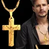 Hänge halsband stora halsbandskedja 4 storlek 14k gula guld kristna smycken Jesus Crucifix Mens Cross Pendant For Men Drop Delivery DH3JW