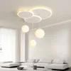 Lampes suspendues Fer Art Lampe blanche Cuisine Salle à manger LED Lumières avec télécommande