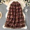 Jupes Tigena coréen doux rose Maxi à plusieurs niveaux Tutu Tulle jupe pour les femmes automne hiver élégant une ligne taille haute maille longue femme