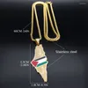 Hänghalsband rostfritt stål dropplim palestinsk flaggkarta halsband.