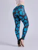 Pantalones de mujer Leggings de invierno con estampado de calavera azul Sexy Casual Cintura alta Estiramiento Parte inferior delgada