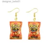 Dangle lustre boucle d'oreille pour femmes résine goutte sur mesure fait à la main mignon filles cadeau Eardrop drôle frites fromage Chips nourriture collations L231219