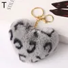 Bag Parts Accessories Fluffy Pompom Keychain Colorful Heart Keyrings Fake Rabbit Key Chain Ball Car Ring Home Decor Mini Pendant 231219
