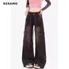 Calças de brim femininas americano retro cintura alta reta y2k calças 2023 inverno casual grunge streetwear estilo hip-hop denim calças