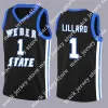 CUSTOM NCAA Damian 0 Lillard Weber State Jersey Hommes Lillard Black College Jersey Cousu Université Rétro Basketball Jersey