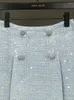 Рабочие платья Женская мода Плотное твидовое пальто с пайетками Кардиган или короткое платье на бретельках Пакет Хип-трапеция Мини-юбка Синий костюм для женщин