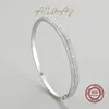 Bangle Ailmay Genuíno 925 Sterling Silver Clássico Luxo Redondo Clear CZ Pulseiras para Mulheres Acessórios de Casamento Jóias 231219