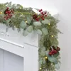 装飾的な花季節の人工松サイプレスクリスマスガーランド装飾ホリデー屋内屋外の装飾冬の暖炉