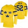 Sweden Women's Hockey 2023 Winter Home Jersey Theodor Lennstrom Mathias Brome Jacob De La Rose Adam Reideborn Magnus Hellberg Daniel Brodin