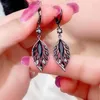 Dangle Chandelier 2023 New Fashion Trend Zircon Crystal Black Leaf Pendant Earrings for Women Unique Design Temperament Cool Girls Party JewelryL231219