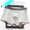 Underpants Men Stripe Underwear Daily Panties Middle Waist Boxer Briefs Lingerie Shorts U Convex Pouch For Boys Men's Intimate