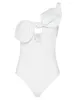 Costume da bagno da donna moda tinta unita monospalla farfalla e foro per costume comodo costume da bagno bikini donna intero sexy estivo