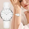 Hannah Martin Casual Ladies Watch With Leather Strap Waterproof Women Watches Silver Quartz Wrist Watch White Relogio Feminino 210237V