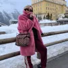 Damen Pelz Kunstpelz Luxus Rosa Lange Teddybär Mantel Frauen 2023 Winter Warm Klassisch Solide Leopard Faux Lammwolle Pelz Jacke Mäntel Übergroßen Mantel J231219