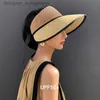 Visières Femmes Été Vide Top Str Chapeau Large Bord Soleil C Protection UV Voyage Panama Chapeaux La Plage En Plein Air Crème Solaire Cs FemininoL231219