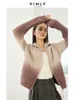 Kvinnors stickor Vimly Gradient Sticked Cardigan 2023 Winter Lapel dragkedja Långärmad tröja Coat Casual Loose High Strecth Woman Clothing