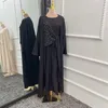 Etnische kleding 2 -delige open abaya moslim vrouwen kralen kimono maxi jurk set Dubai kaftan kalkoen Arabische mantel islam Ramadan jalabiya outfits