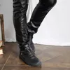 Men's Pants Mens Fashion Multizipper Pu Leather Nightclub Stage Singer Prom Faux Men Punk Rock Steampunk Trousers Male 231218