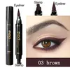 Eye Shadow Liner Combination 2 In1 Liquid Glitter Eyeliner Stamp Thin Seal Makeup Black Red Green Fast Dry Liner Pencil 7 Color Blue Brown Smoky Eyes 231219