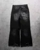 Jeans masculinos 2023 retro punk cintura alta rasgado y2k rua moda botão solto casual calças largas perna 231218